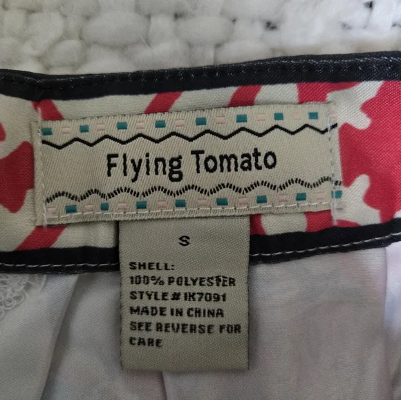 ​Flying Tomato Red Floral A-Line Skirt Geometric Border Boho Small - Picture 15 of 16